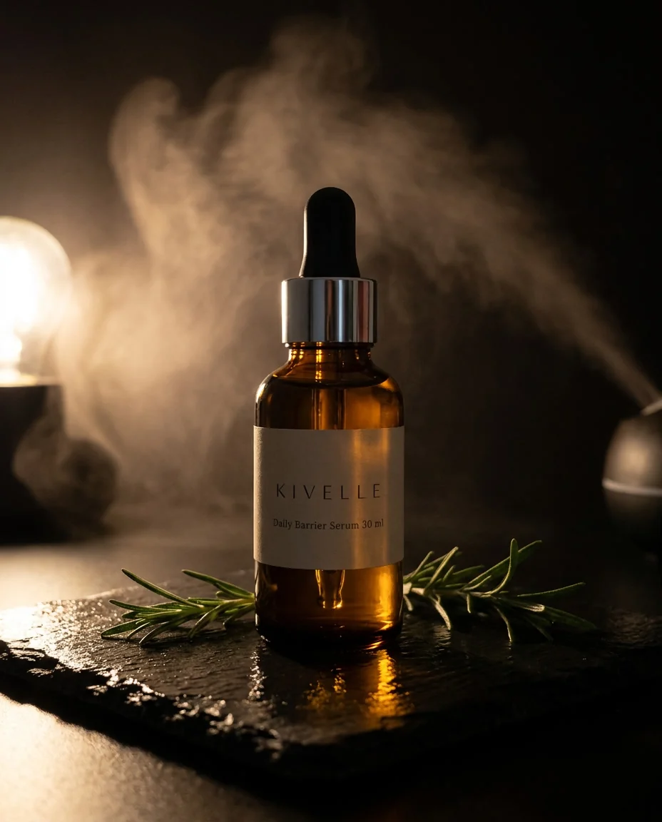 Best AI image model for product photos test: Nano Banana Pro, KIVELLE serum on wet slate