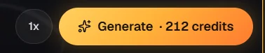 Generate button in the Reviral video studio showing 212 credits for 10 seconds of Seedance 2 at 720p